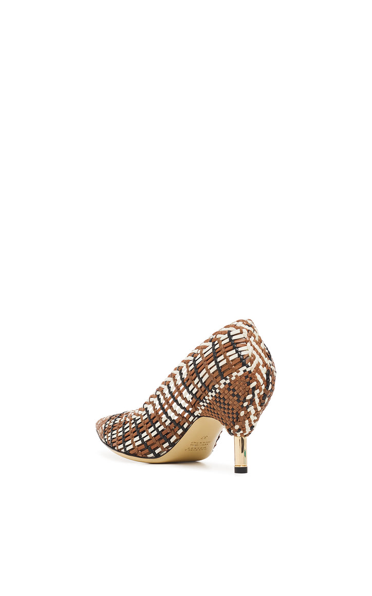 Andres Braided Pump in Cognac Multi Leather