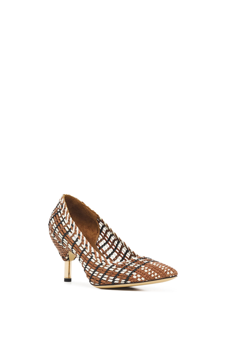 Andres Braided Pump in Cognac Multi Leather