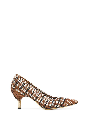 Andres Braided Pump in Cognac Multi Leather