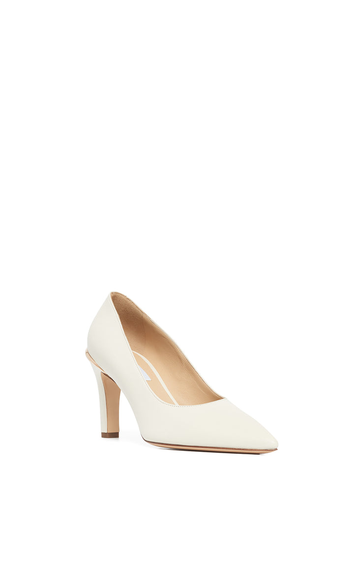 Edwina High Heel Stiletto Pump in Ivory Nappa Leather