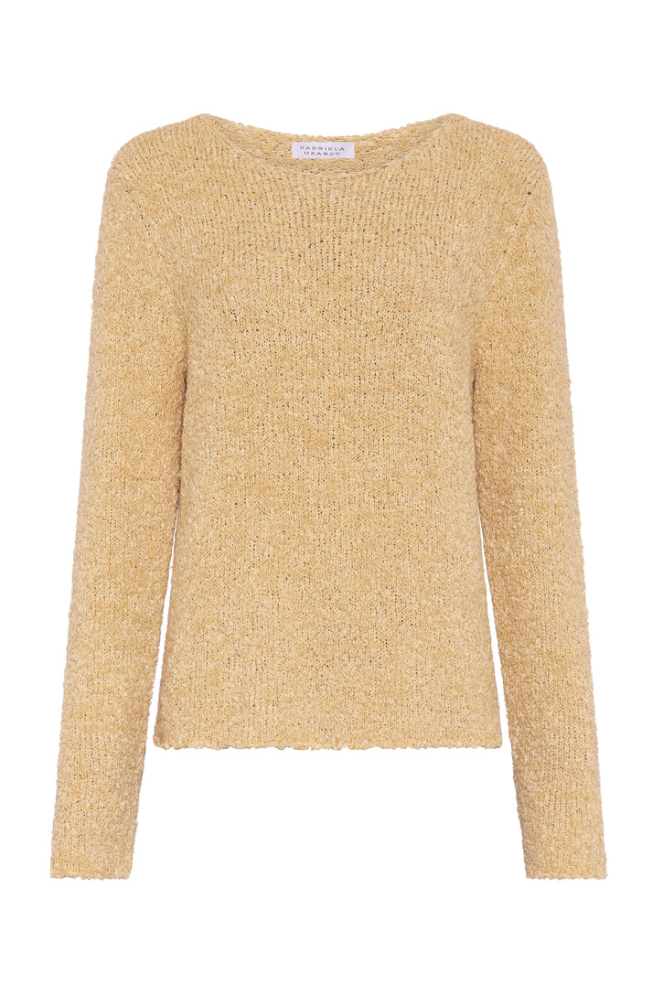 Crescenta Knit Sweater in Hay Silk Cashmere Linen