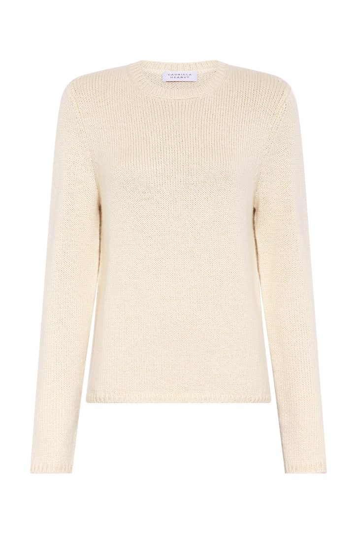 Titus Knit Sweater in Off White Cashmere