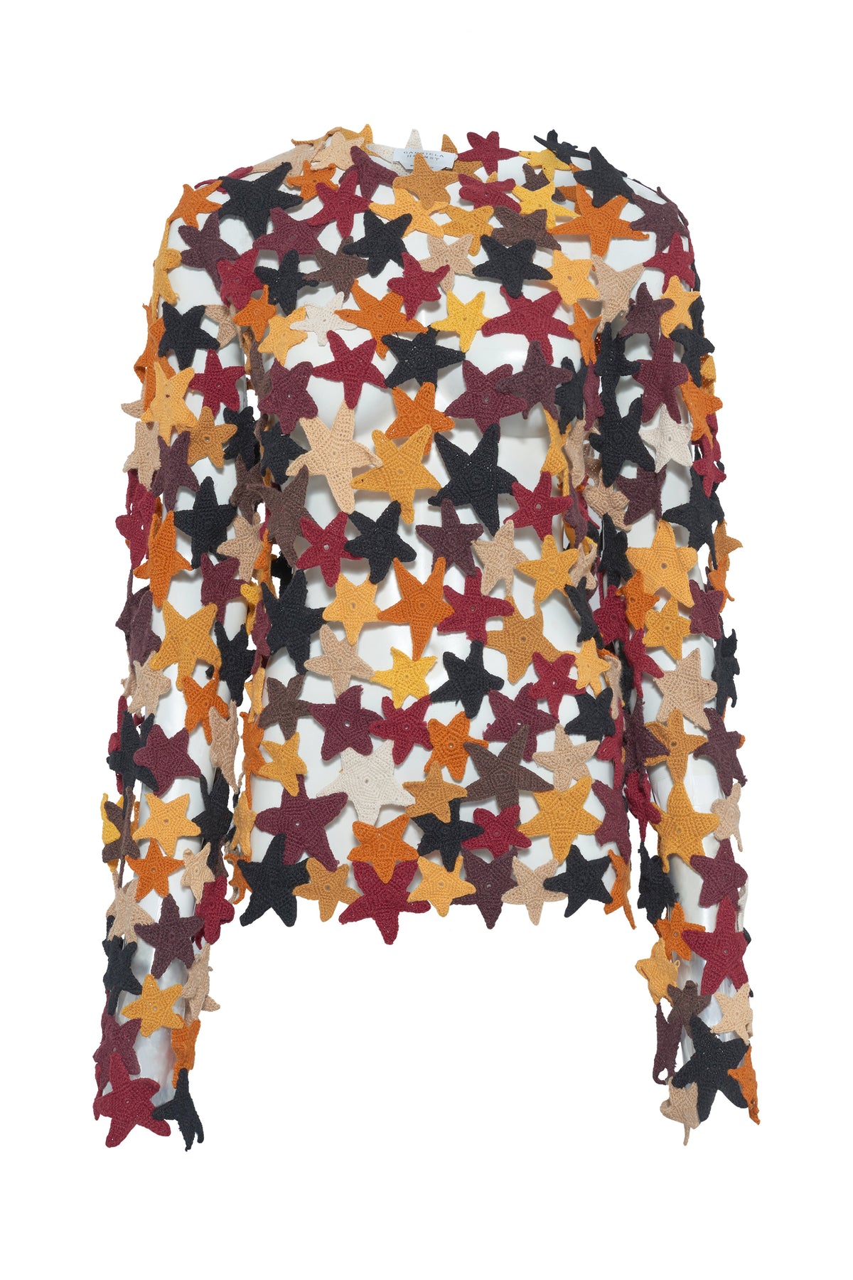Thalor Crochet Crewneck in Cognac Multi Cashmere