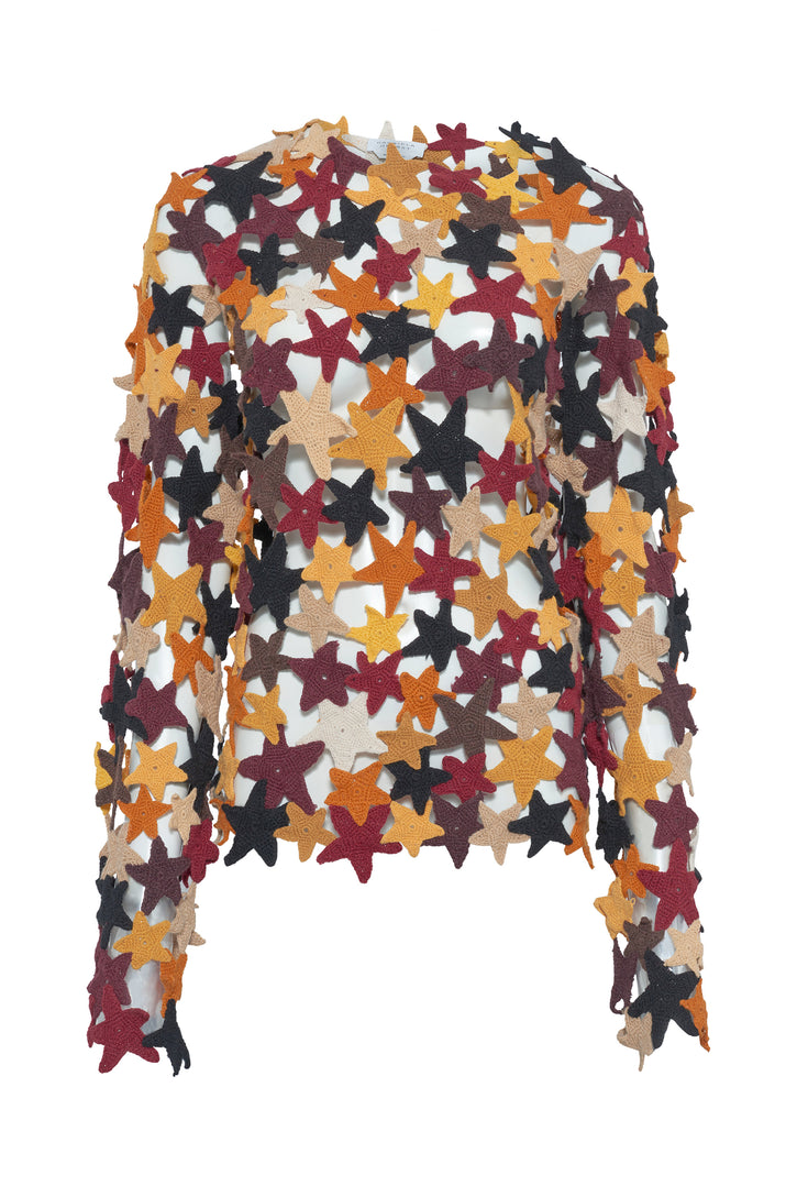 Thalor Crochet Stars Sweater in Multi Cashmere