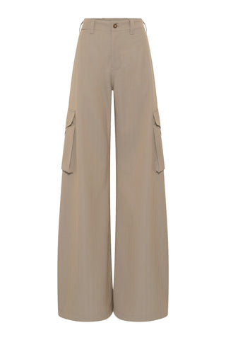 Eos Barrel-leg Cargo Pant in Camel Cross-dyed Wool