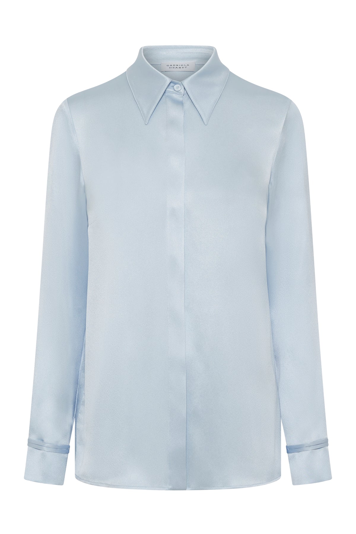 Cruz Shirt in Light Blue Silk Satin