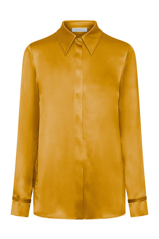 Cruz Shirt in Golden Birch Silk Satin