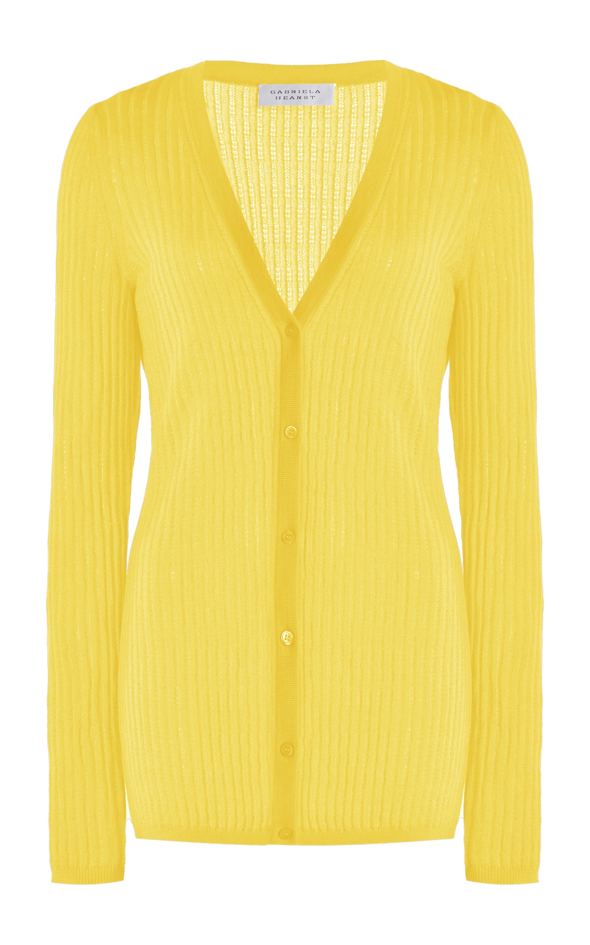 Emma Pointelle Knit Cardigan in Goldenrod Cashmere Silk