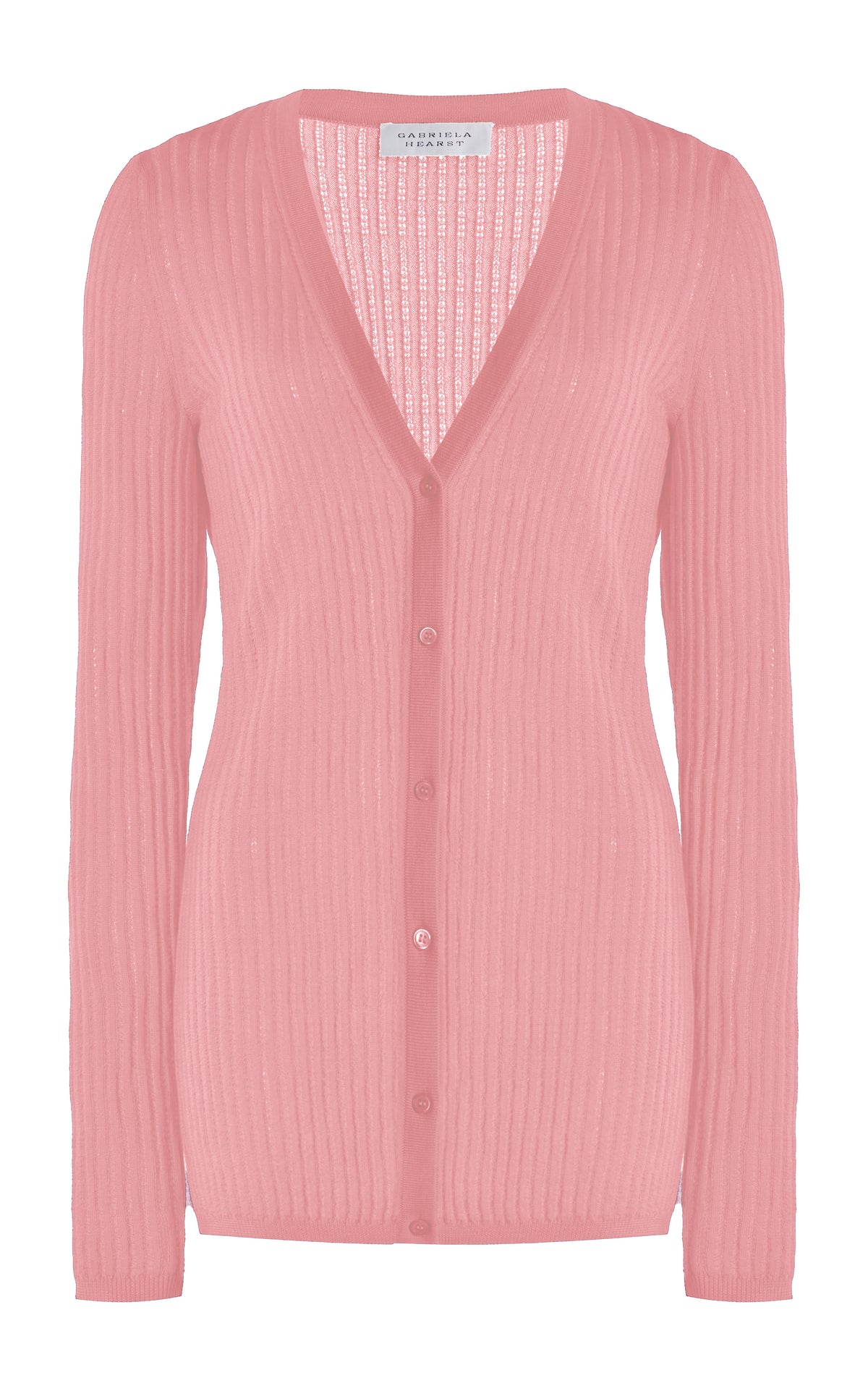 Emma Pointelle Knit Cardigan in Rosa Cashmere Silk