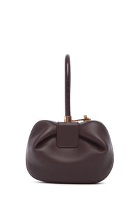 Nina Bag in Bordeaux Nappa Leather with Crocodile Leather Handle