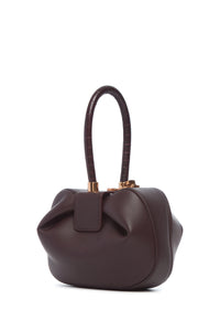 Nina Bag in Bordeaux Nappa Leather with Crocodile Leather Handle