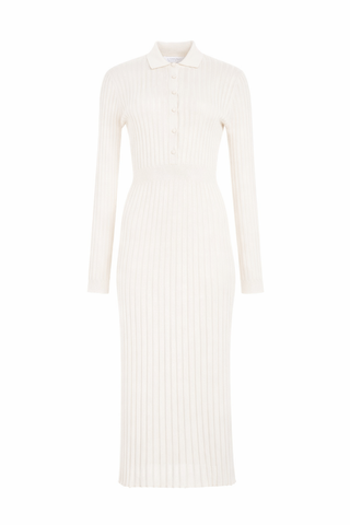 Ivory Cashmere Silk Ardor Knit Maxi Dress - Front View | Gabriela Hearst