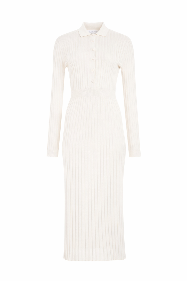 Ardor Knit Maxi Dress in Ivory Cashmere Silk