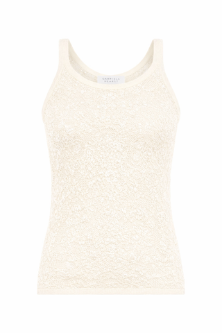 Cyrinne Lace Knit Tank Top in Off White Merino Wool