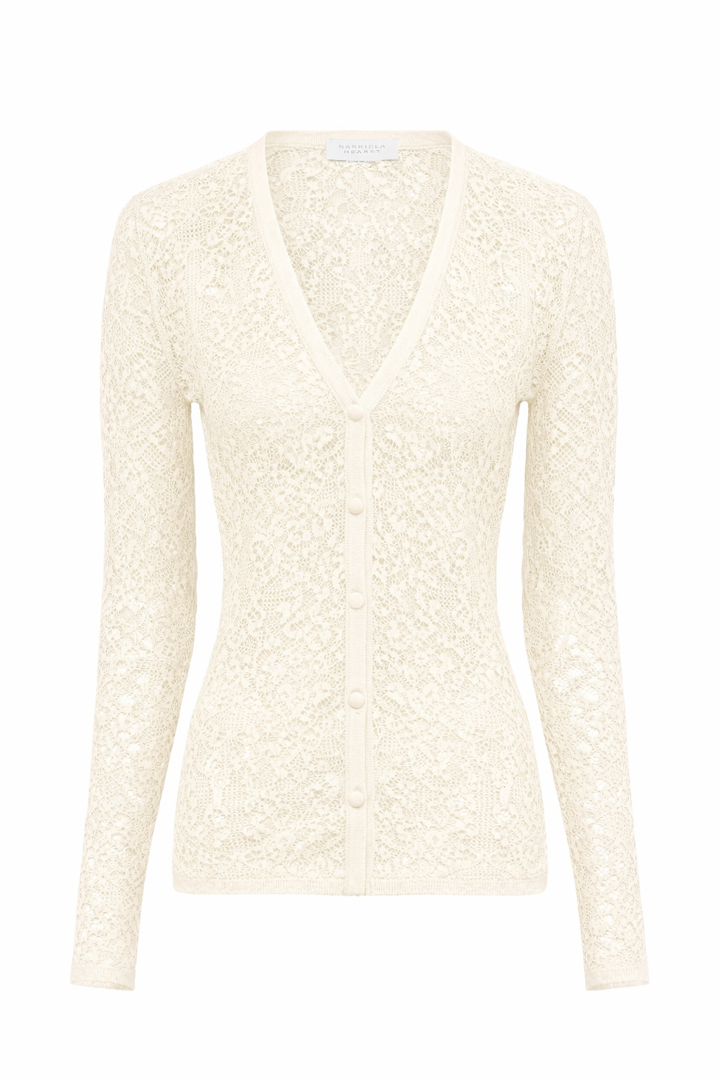Ultraris Lace Knit Cardigan in Off White Virgin Wool