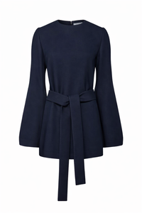 Shandon Tunic in Dark Navy Double Face Wool Crepe