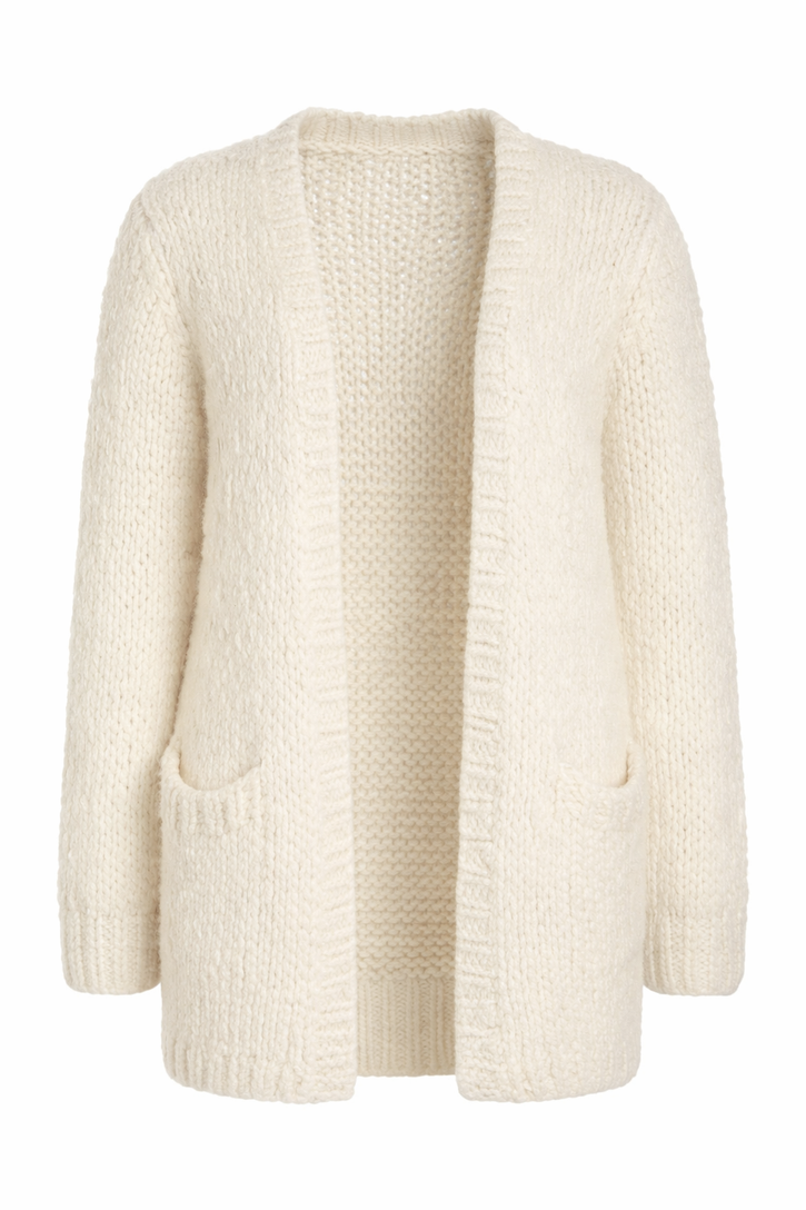 Amelia Knit Cardigan in Ivory Welfat Cashmere