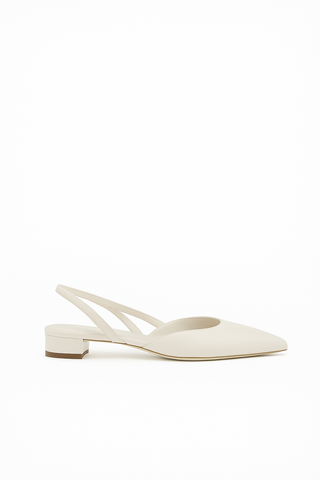 Delia Slingback Shoe in Ivory Nappa Leather