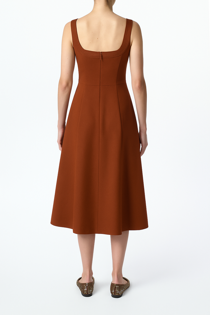 Adaline Midi Dress in Cognac Soft Wool