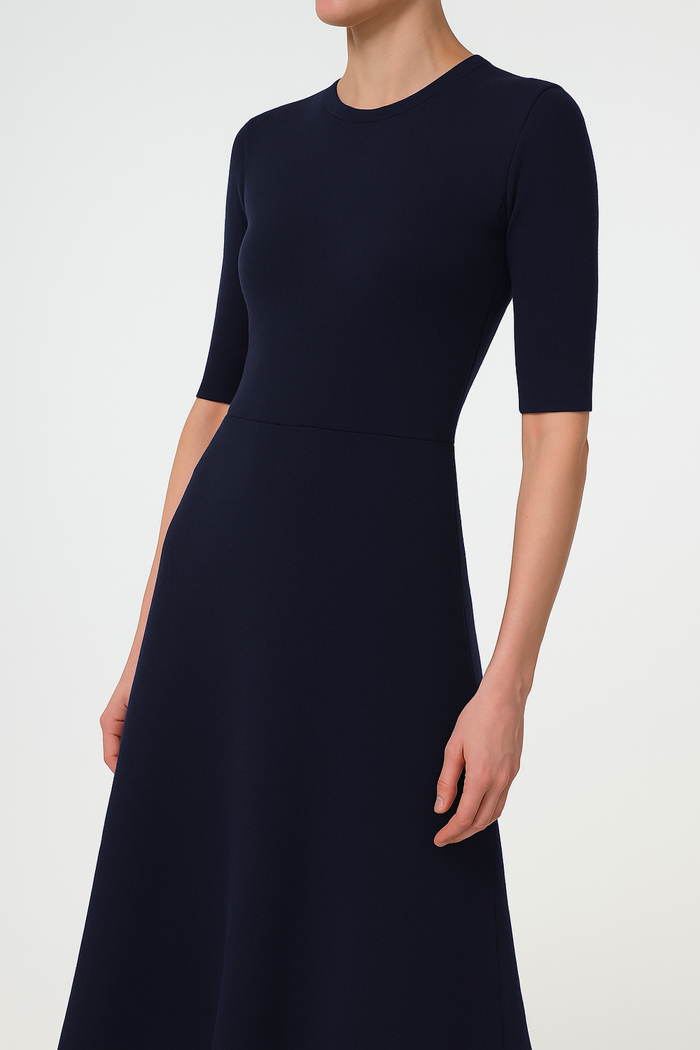 Seymore Knit Midi Dress in Dark Navy Merino Wool Cashmere