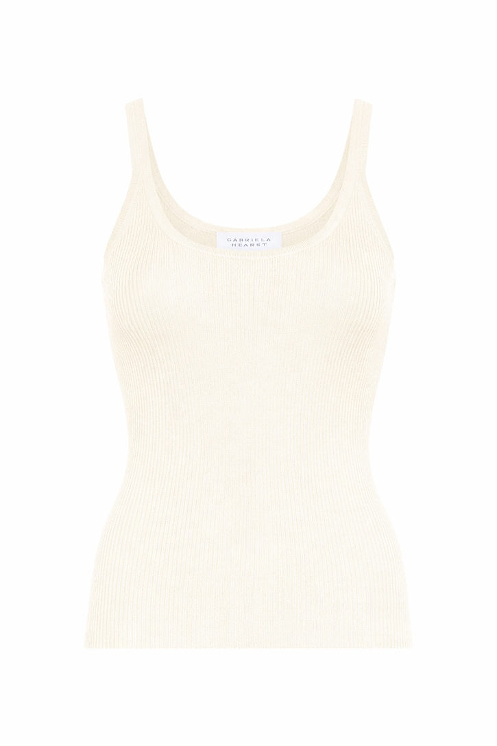 Cinxia Knit Tank Top in Off White Cashmere Silk