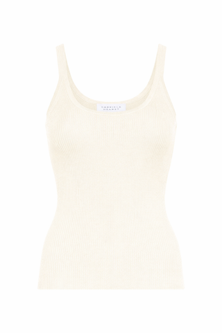 Cinxia Knit Tank Top in Off White Cashmere Silk