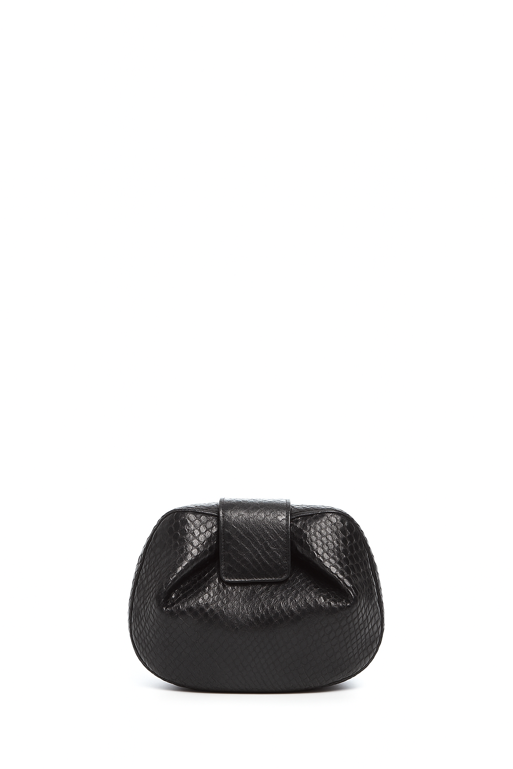 Soft Demi Clutch in Black Snakeskin