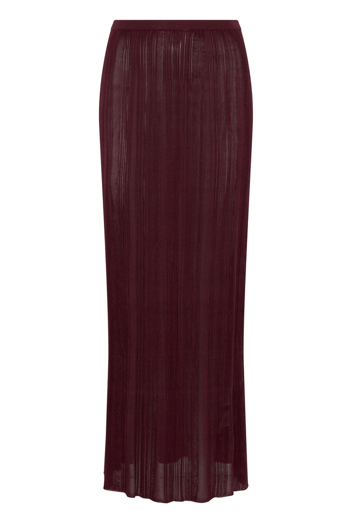Daniella Knit Maxi Skirt in Bordeaux Silk