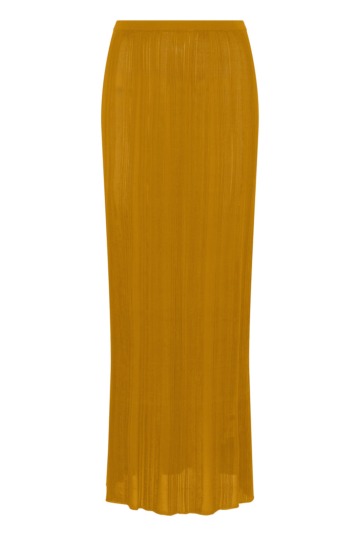 Daniella Knit Maxi Skirt in Golden Birch Silk
