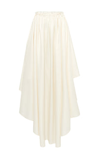 Dea Pleated Skirt in Ivory Virgin Wool Silk Linen