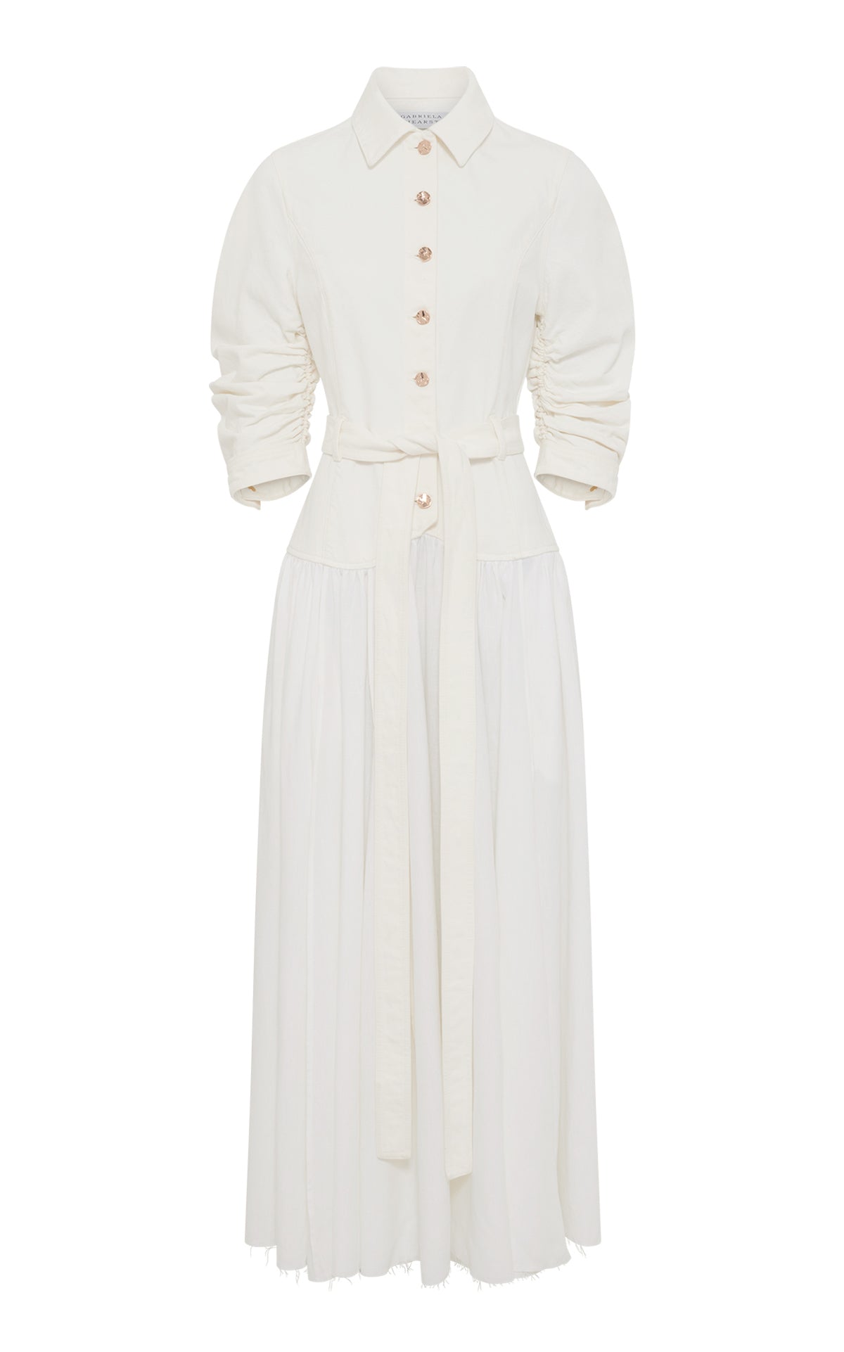 Gabriela Hearst - Delyth Shirtdress in White Recycled Cotton Denim & Linen - White - 42 Gabriela Hearst - Delyth Shirtdress in White Recycled Cotton Denim & Linen - White - 42