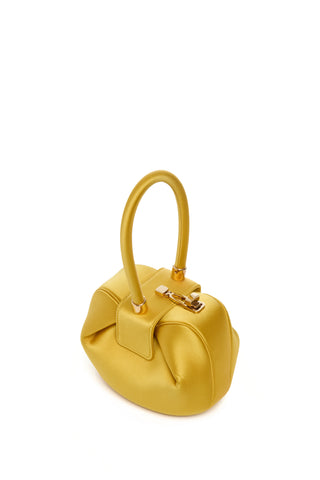 Amber Satin Demi Bag - Three Quarter Angle with Top Handle | Gabriela Hearst