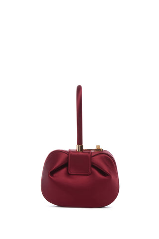 Ruby Satin Demi Bag - Front View, Structured Round Pouch & Satin Top Handle | Gabriela Hearst