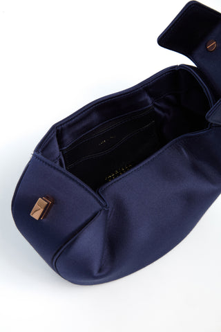 Sapphire Satin Demi Bag Interior with Nappa Leather Lining | Gabriela Hearst