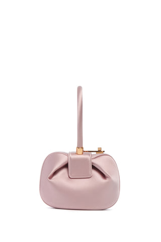 Amethyst Satin Demi Bag - Front View with Turnlock Closure | Gabriela Hearst