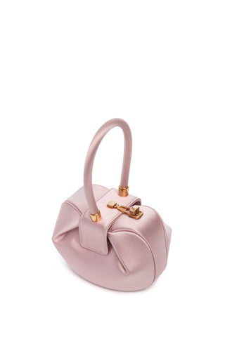 Amethyst Satin Demi Bag - Three Quarter Angle with Top Handle | Gabriela Hearst