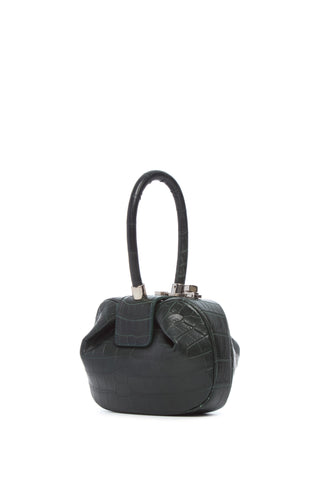 Dark Green Crocodile Leather Demi Bag - Side View | Gabriela Hearst