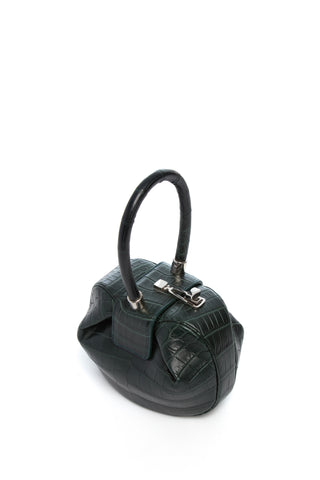 Dark Green Crocodile Leather Demi Bag - Three Quarter View | Gabriela Hearst