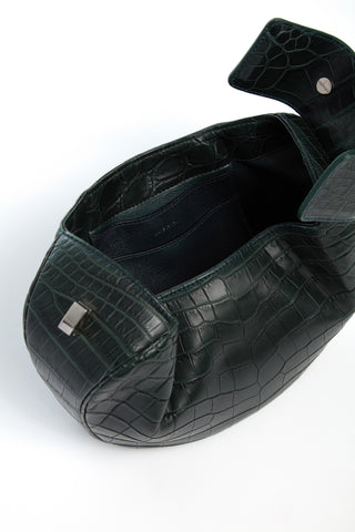 Dark Green Crocodile Leather Demi Bag - Interior Detail | Gabriela Hearst