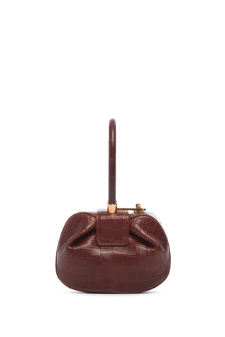 Cognac Crocodile Leather Demi Bag - Back View | Gabriela Hearst