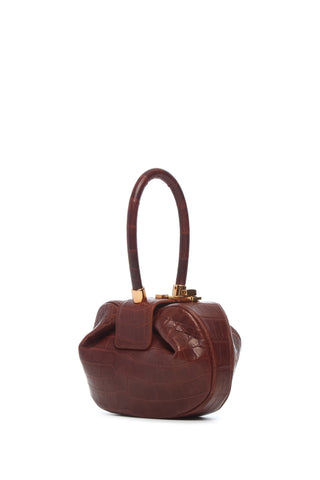 Cognac Crocodile Leather Demi Bag - Side View | Gabriela Hearst