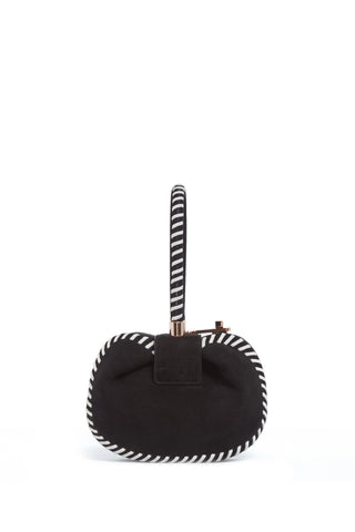 Black Suede Whipstitch Demi Bag - Front View | Gabriela Hearst