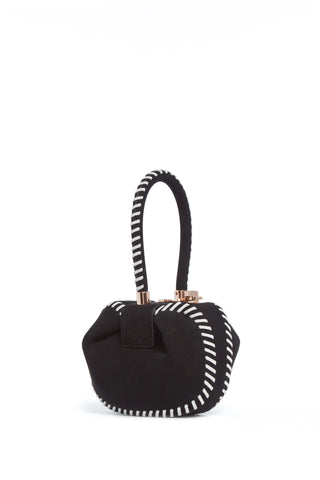 Black Suede Whipstitch Demi Bag - Three Quarter View | Gabriela Hearst