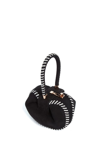 Black Suede Whipstitch Demi Bag - Side Angle | Gabriela Hearst