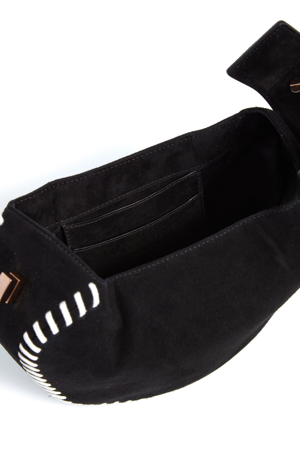 Whipstitch Demi Bag in Black Suede