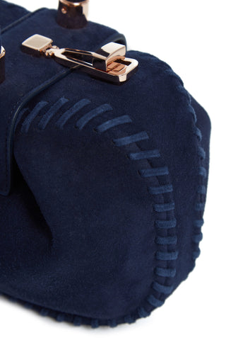 Navy Suede Demi Bag - Rose Gold Hardware Detail | Gabriela Hearst