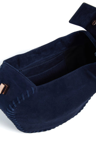 Navy Suede Demi Bag - Interior View Open | Gabriela Hearst