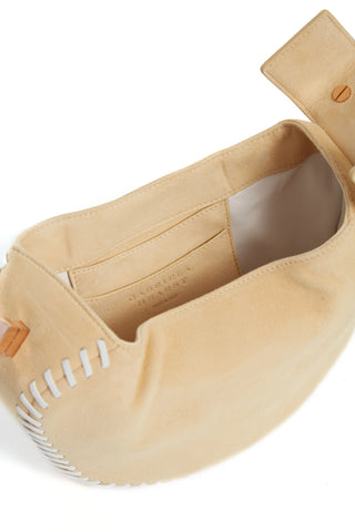 Nude Suede Whipstitch Demi Bag - Interior Open View, Suede Lining, Made in Italy Label | Gabriela Hearst