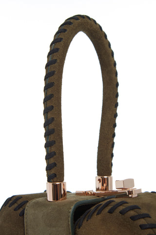 Olive Suede Whipstitch Demi Bag - Rose Gold Hardware Detail | Gabriela Hearst