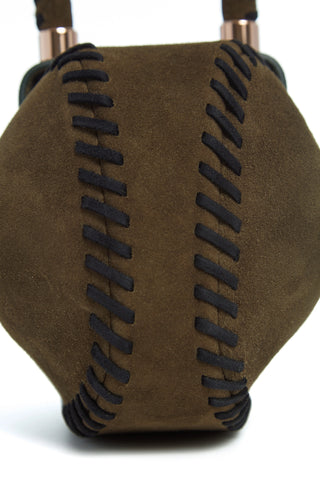 Olive Suede Whipstitch Demi Bag - Bottom View Detail | Gabriela Hearst